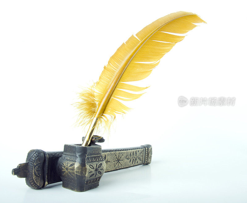 古董羽毛笔(羽毛)从哈兰- w裁剪路径